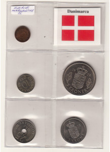 DANIMARCA set monete circolate da  5- 10 - 25 Ore - 1 Krone - 5  Kroner anni vari Serie Regina Margrethe II